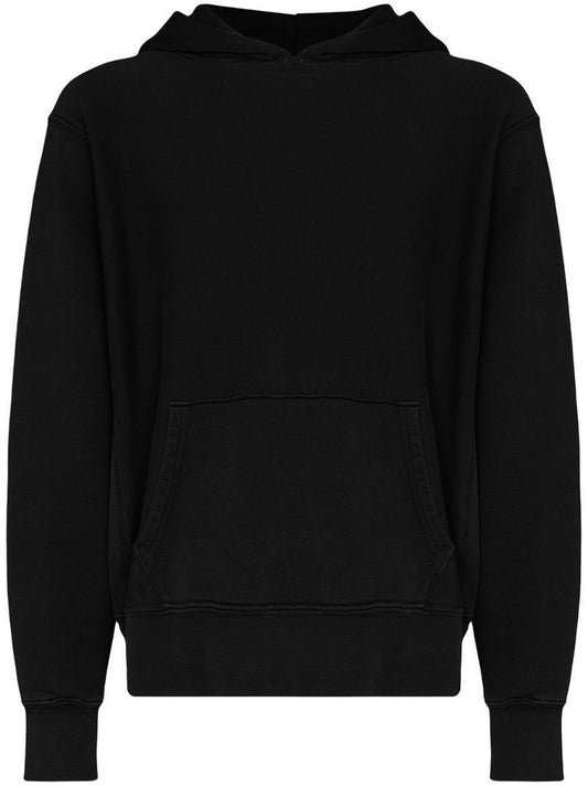 Black Cropped Cotton Hoodie
