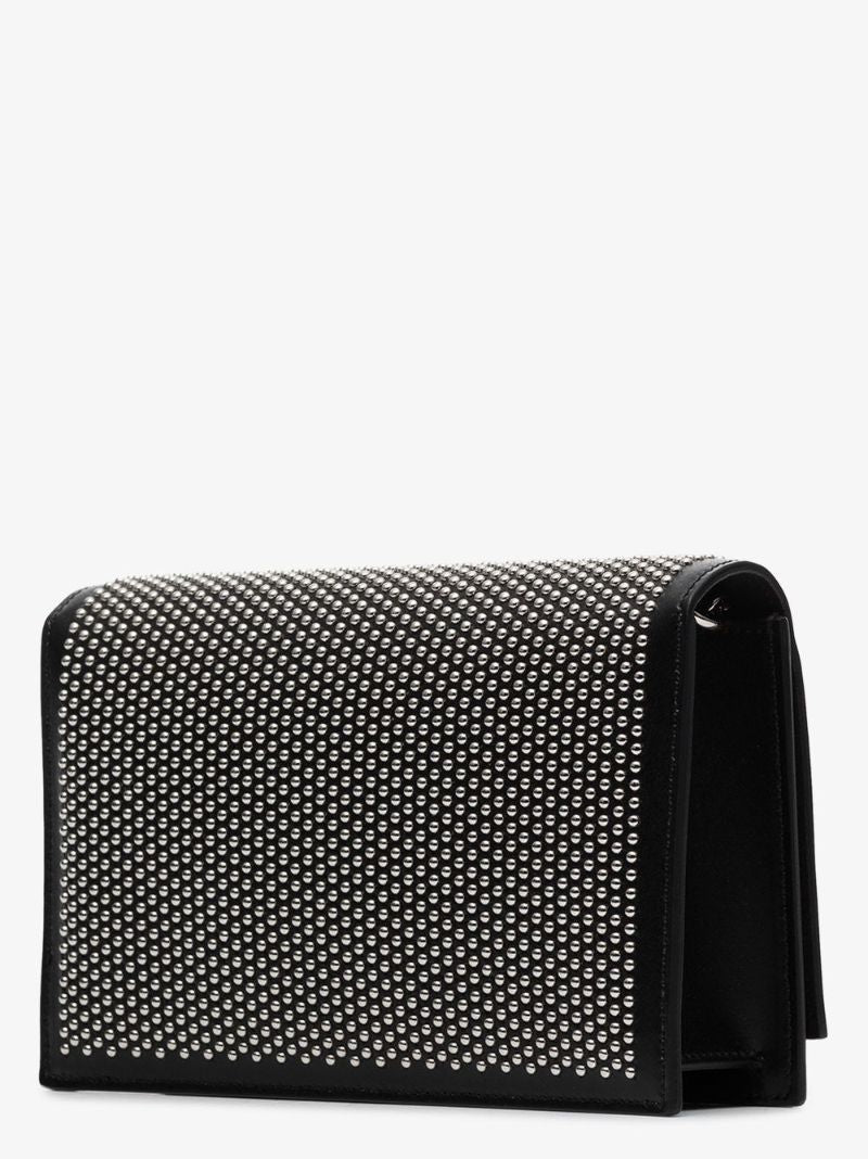 Black Skull Mini Studded Leather Cross Body Bag