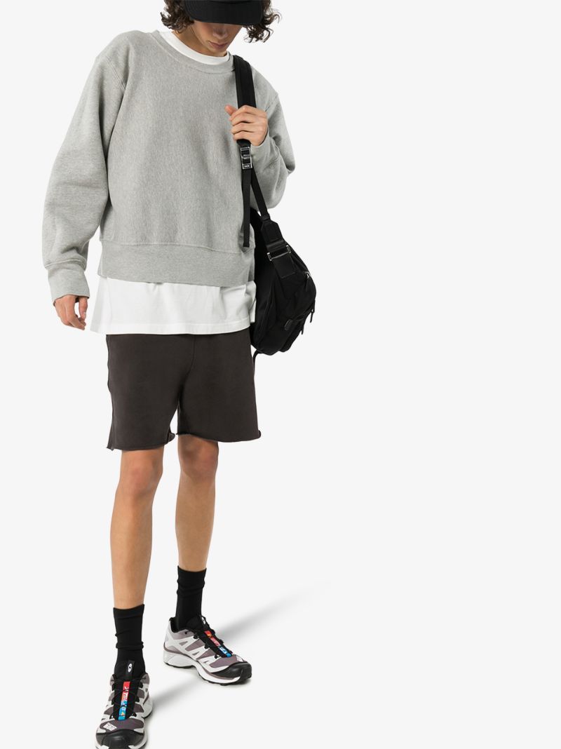 Grey Ragged Hem Drawstring Shorts