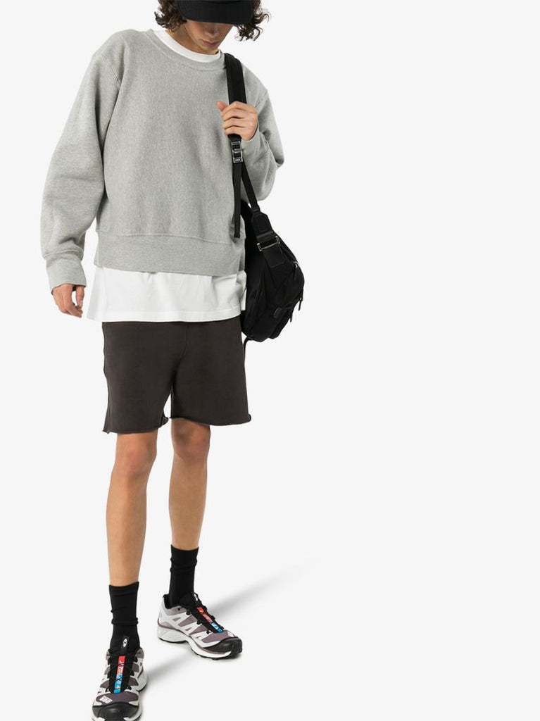 Grey Ragged Hem Drawstring Shorts