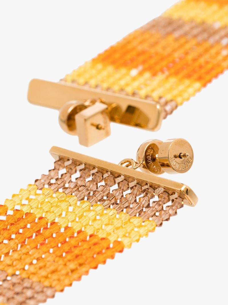 Orange Les Rideaux Beaded Drape Earrings