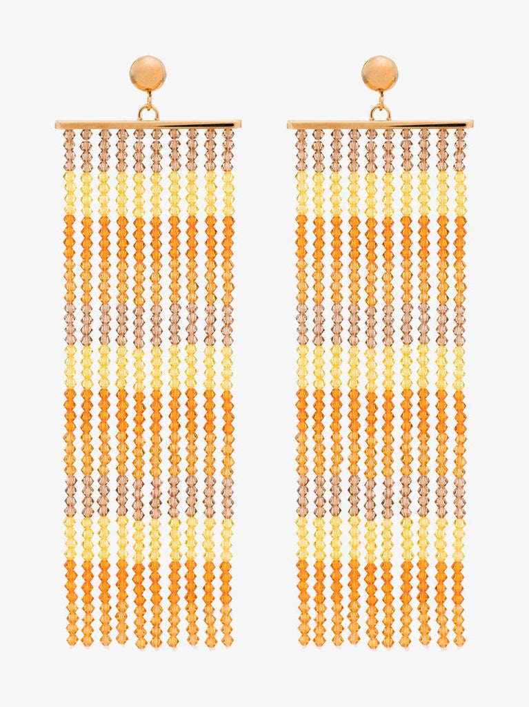 Orange Les Rideaux Beaded Drape Earrings