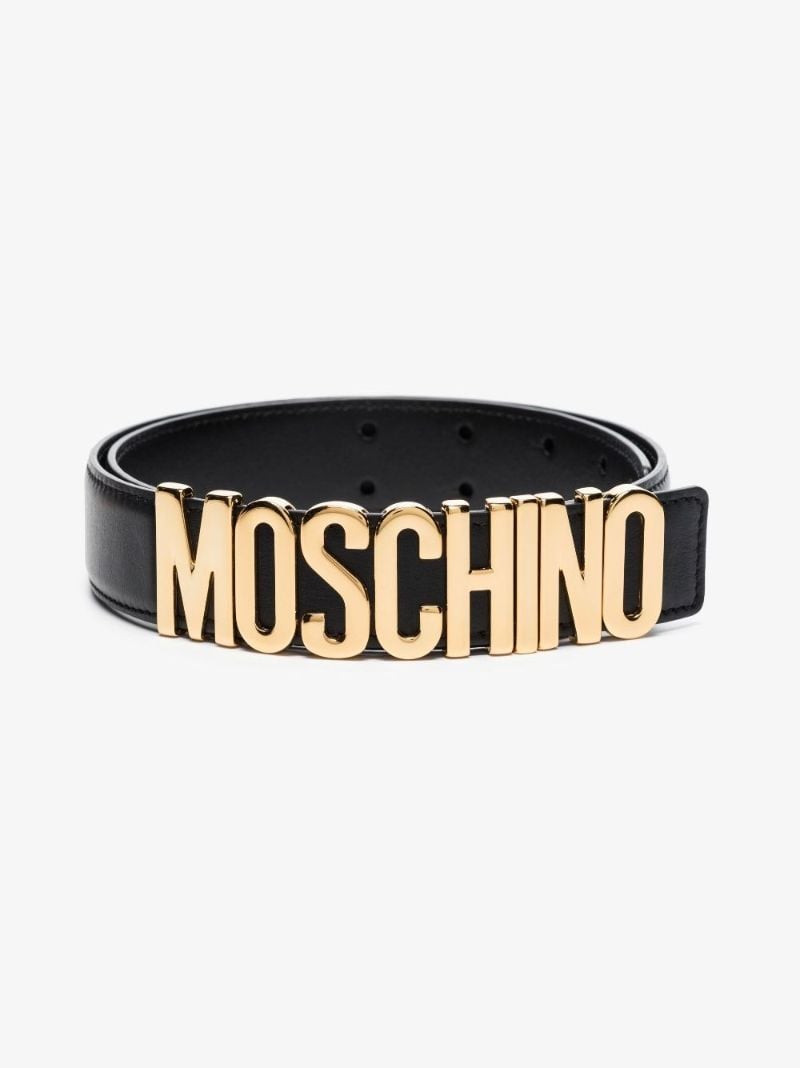 Black Core Logo Plaque Leather Belt
