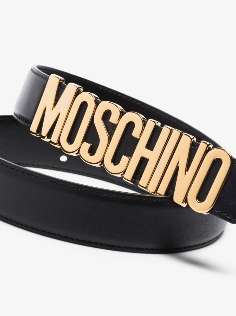 Black Core Logo Plaque Leather Belt