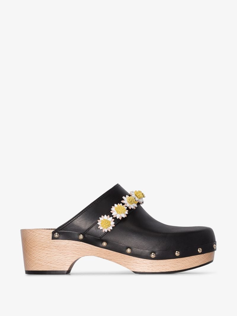 Black Jean Daisy 50 Leather Clogs