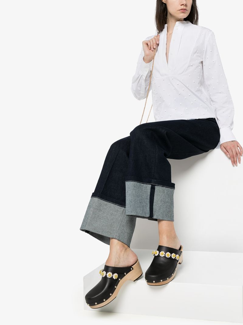 Black Jean Daisy 50 Leather Clogs