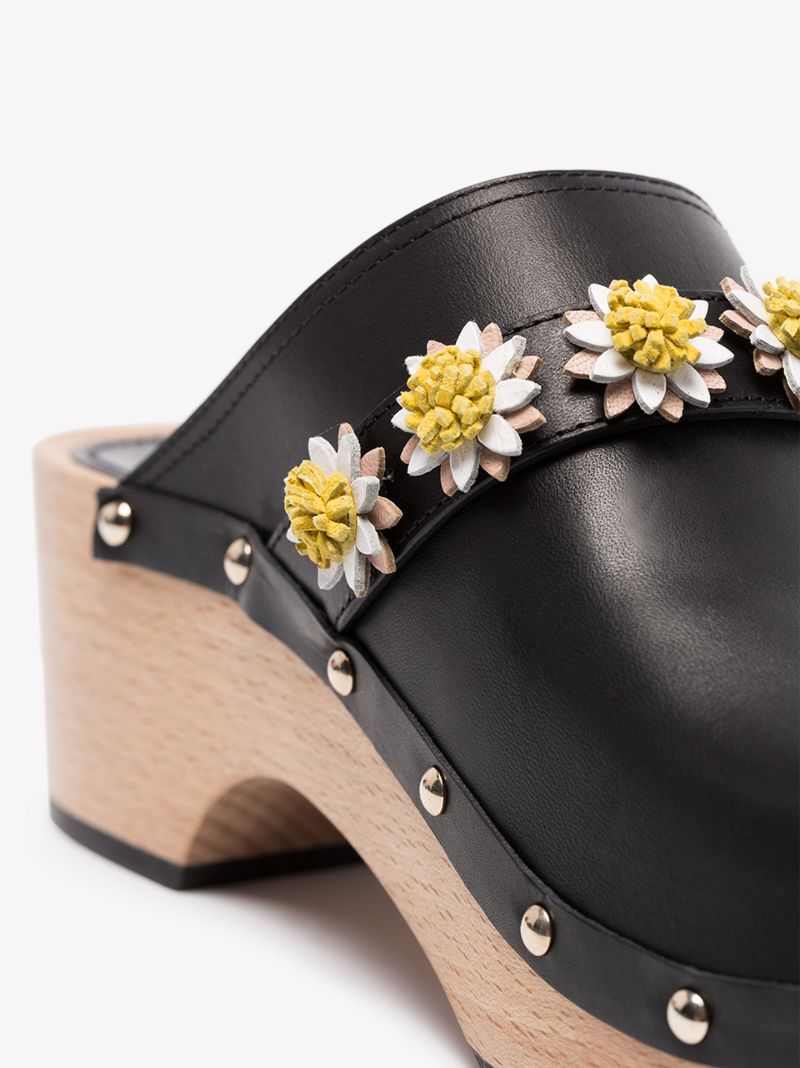 Black Jean Daisy 50 Leather Clogs