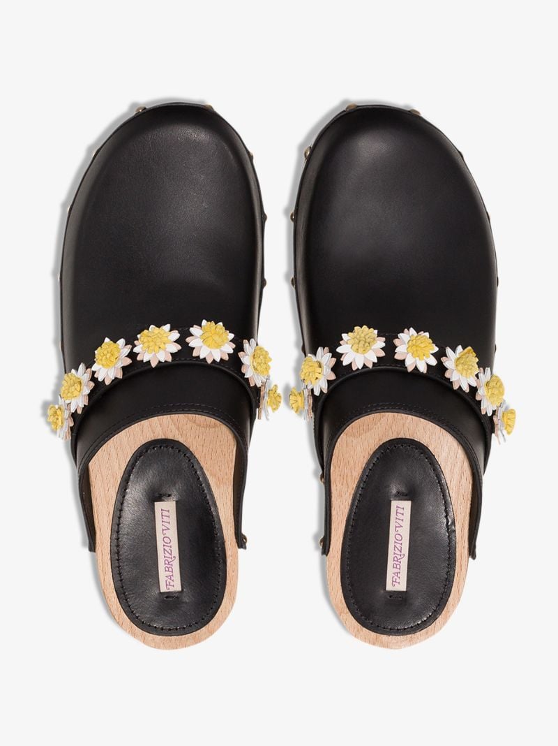 Black Jean Daisy 50 Leather Clogs