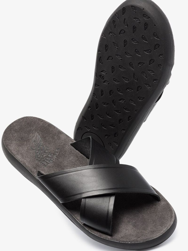 Black Thais Comfort Leather Sandals