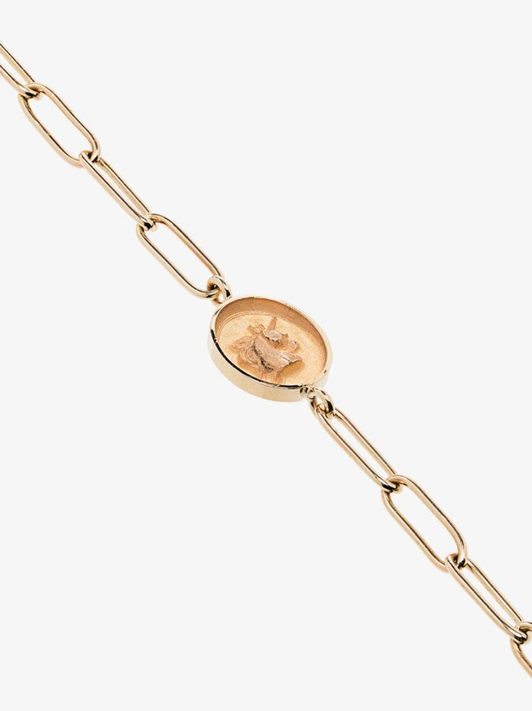 14k Yellow Gold Unicorn Signet Bracelet