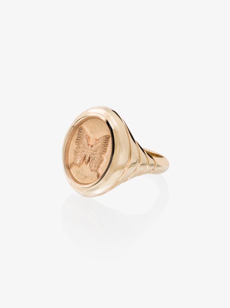 14k Yellow Gold Grandfather Butterfly Signet Ring