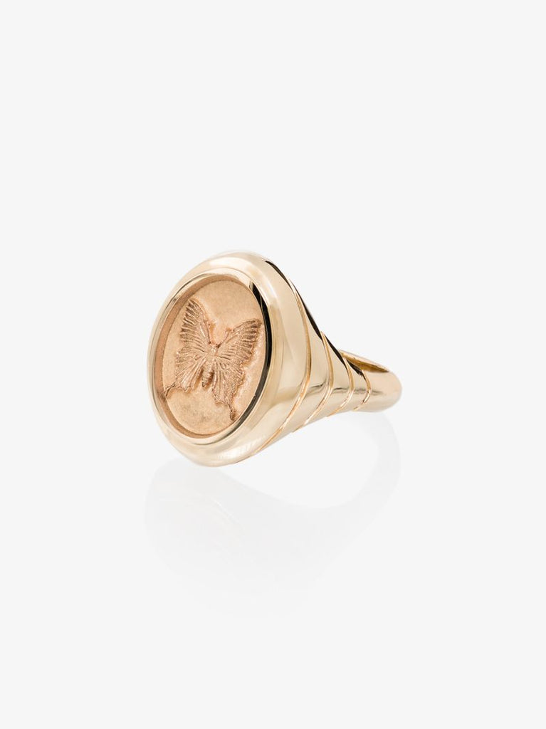 14k Yellow Gold Grandfather Butterfly Signet Ring