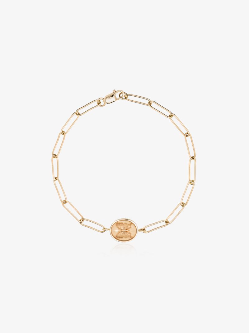 14k Yellow Gold Butterfly Signet Bracelet