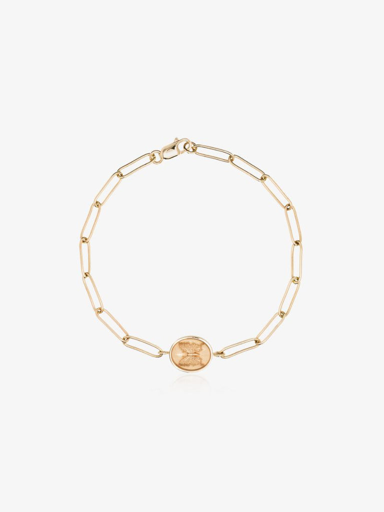 14k Yellow Gold Butterfly Signet Bracelet