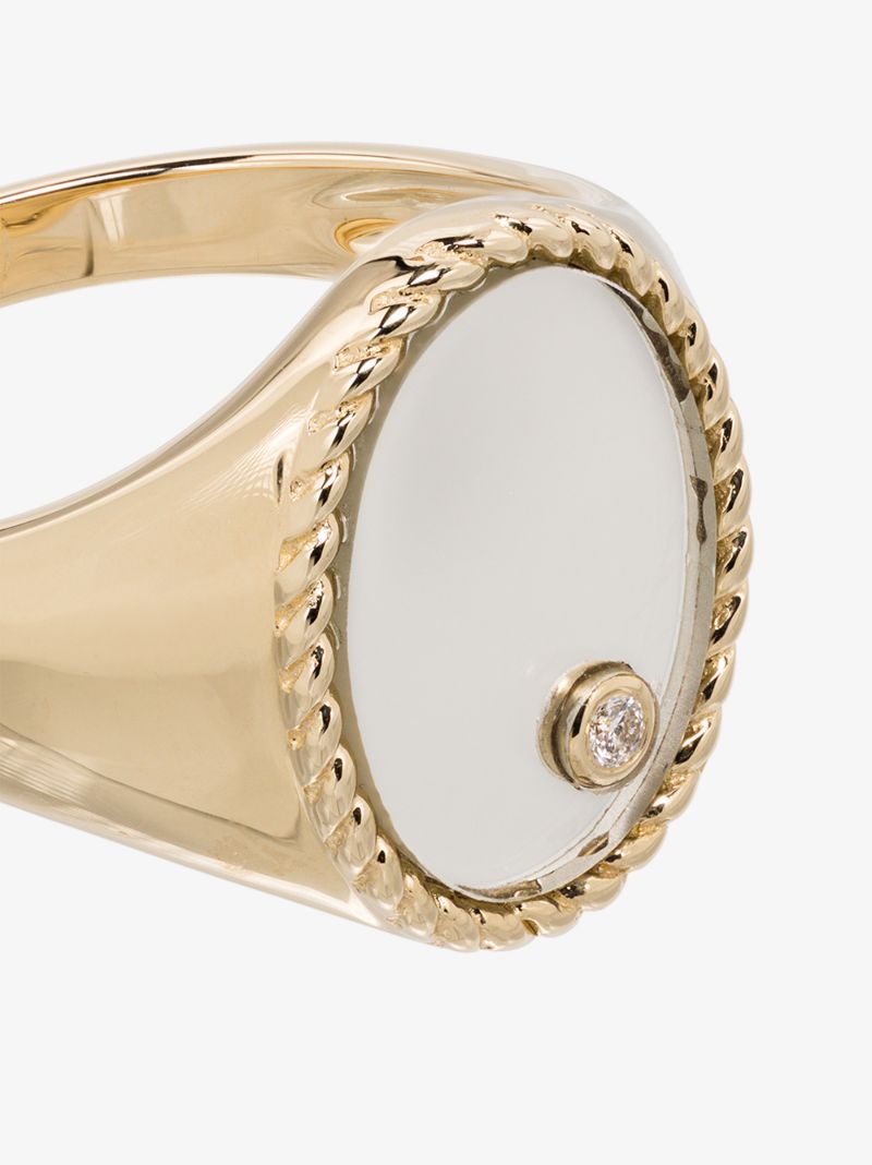 9k Yellow Gold Mirror Diamond Signet Ring
