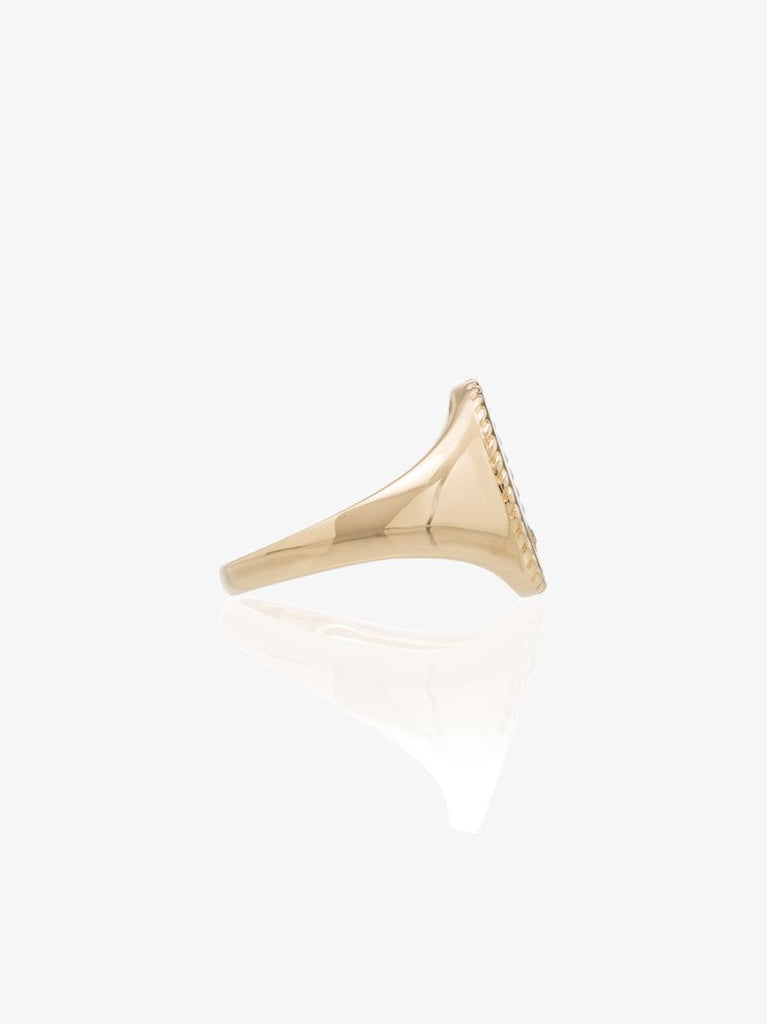 9k Yellow Gold Mirror Diamond Signet Ring