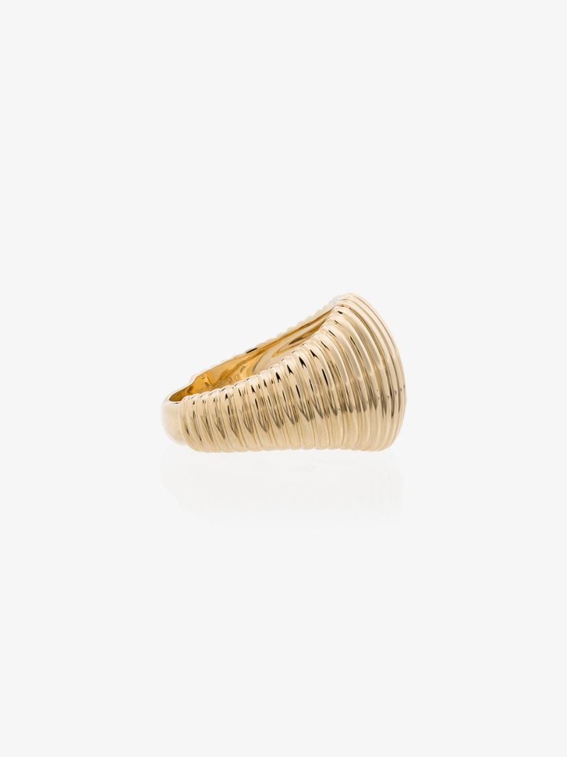18k Yellow Gold Ridged Diamond Ring