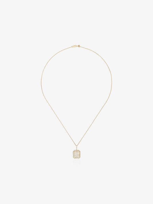 14k Yellow Gold Crystal Frame S Initial Necklace