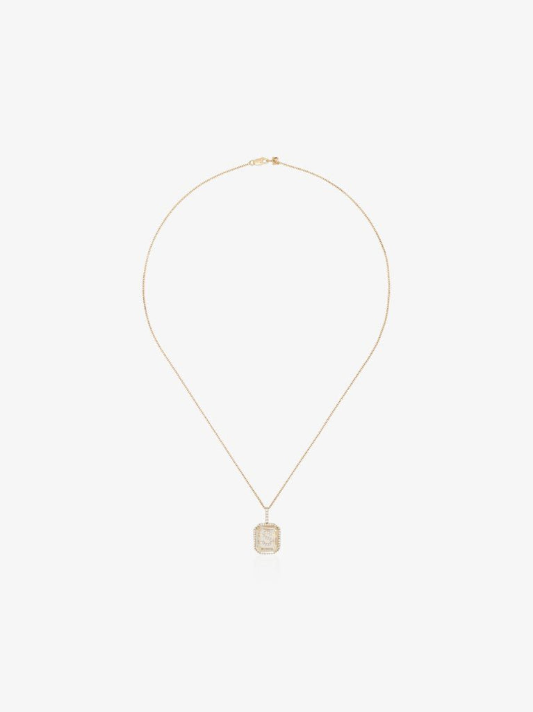 14k Yellow Gold Crystal Frame S Initial Necklace