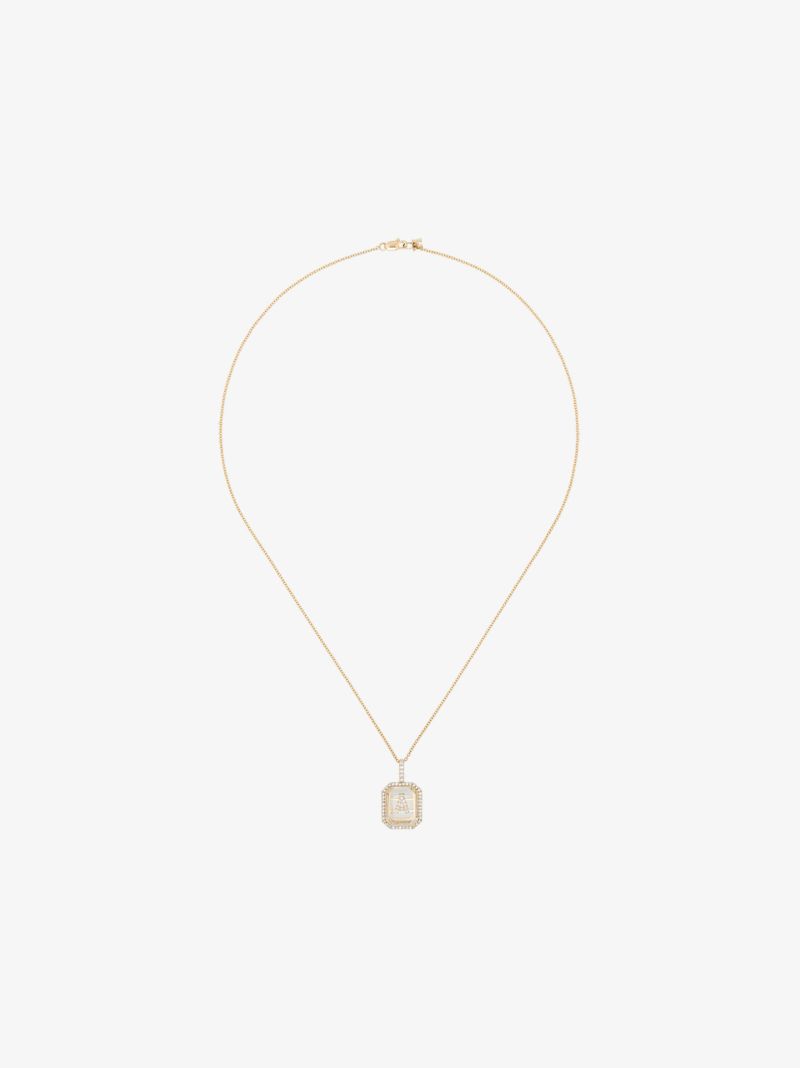 14k Yellow Gold Crystal Frame a Initial Necklace