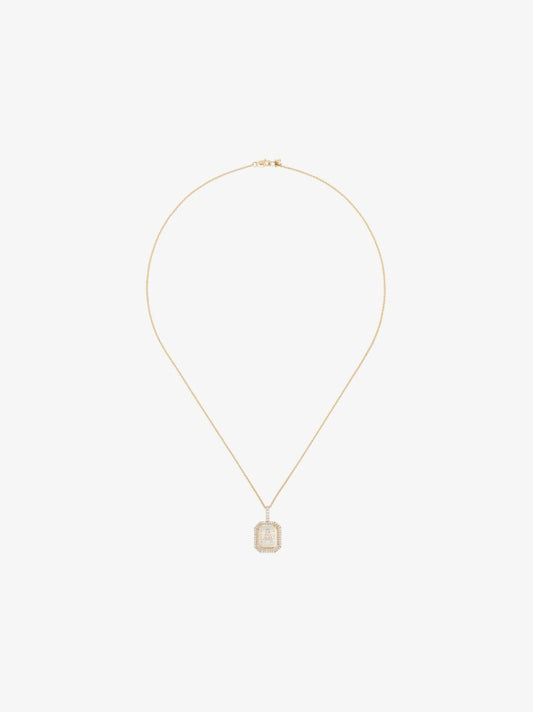 14k Yellow Gold Crystal Frame a Initial Necklace
