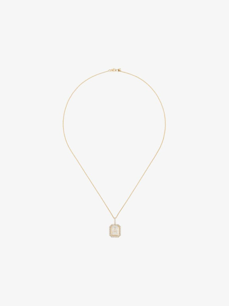 14k Yellow Gold Crystal Frame a Initial Necklace