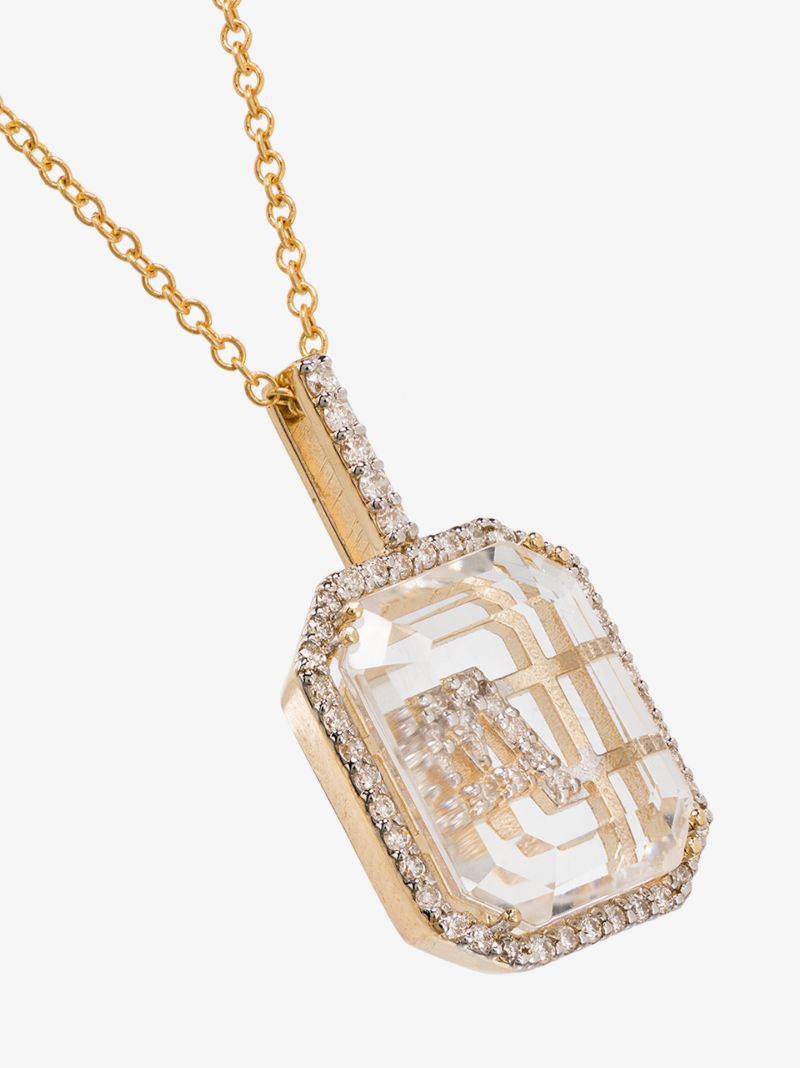 14k Yellow Gold Crystal Frame a Initial Necklace