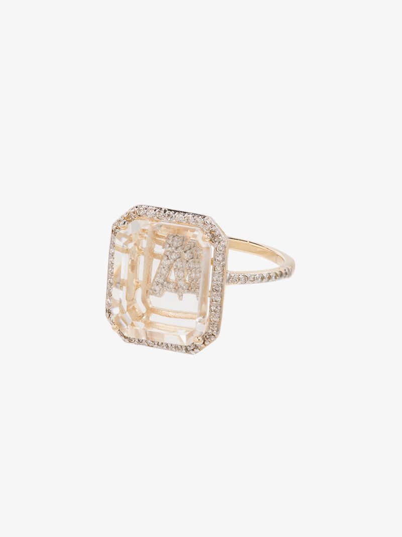 14k Yellow Gold Diamond Frame a Ring