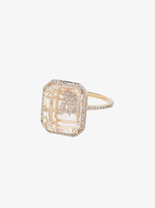14k Yellow Gold Diamond Frame a Ring