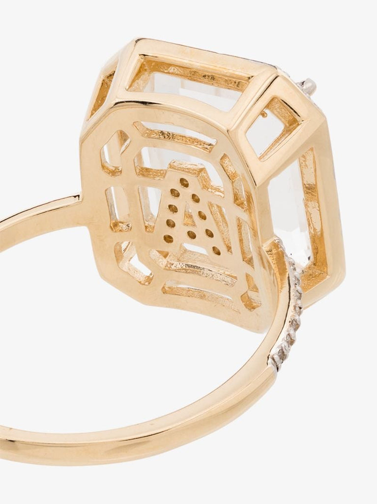 14k Yellow Gold Diamond Frame a Ring