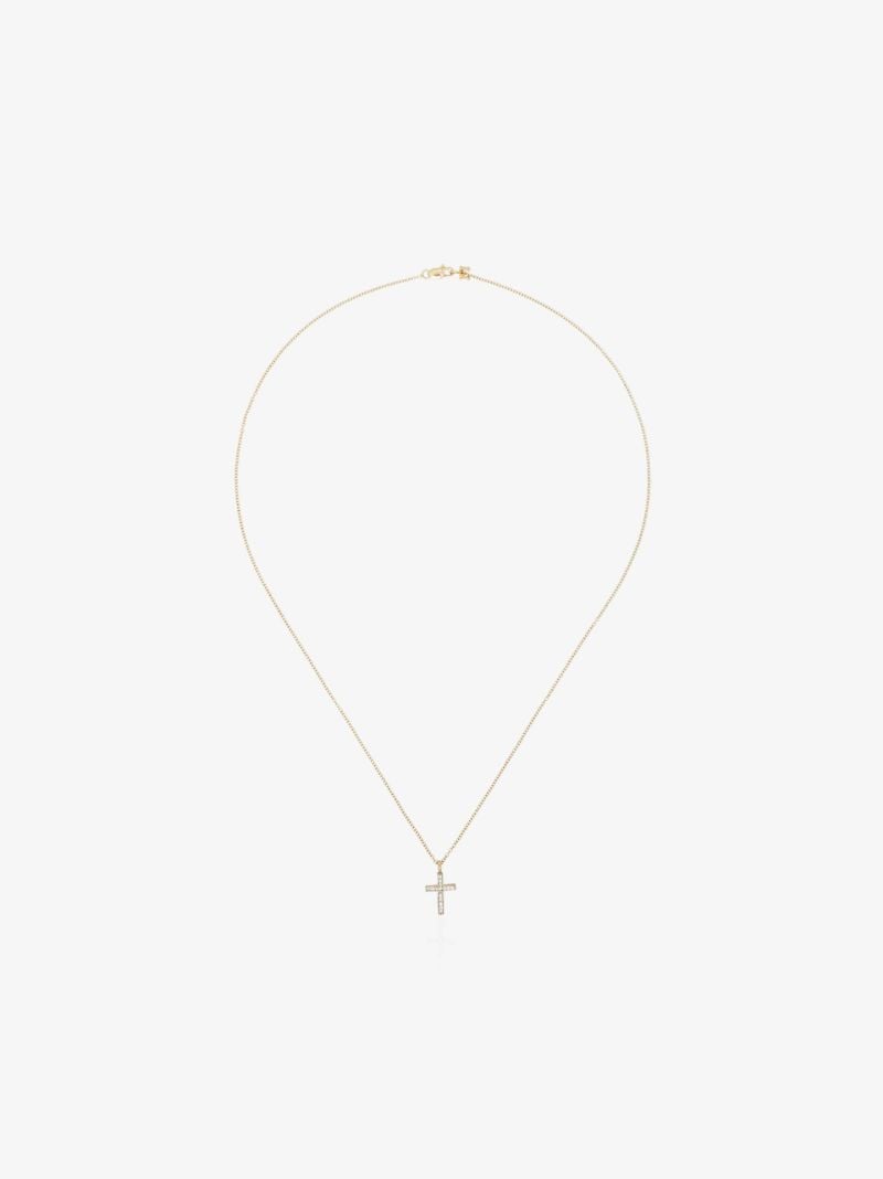 14k Yellow Gold Small Cross Diamond Necklace