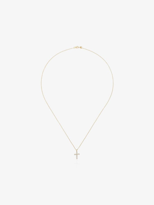 14k Yellow Gold Small Cross Diamond Necklace