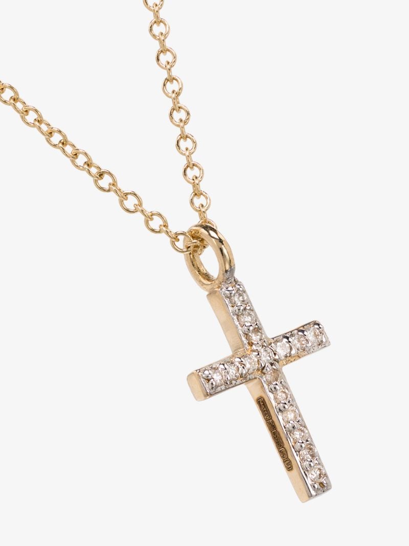 14k Yellow Gold Small Cross Diamond Necklace