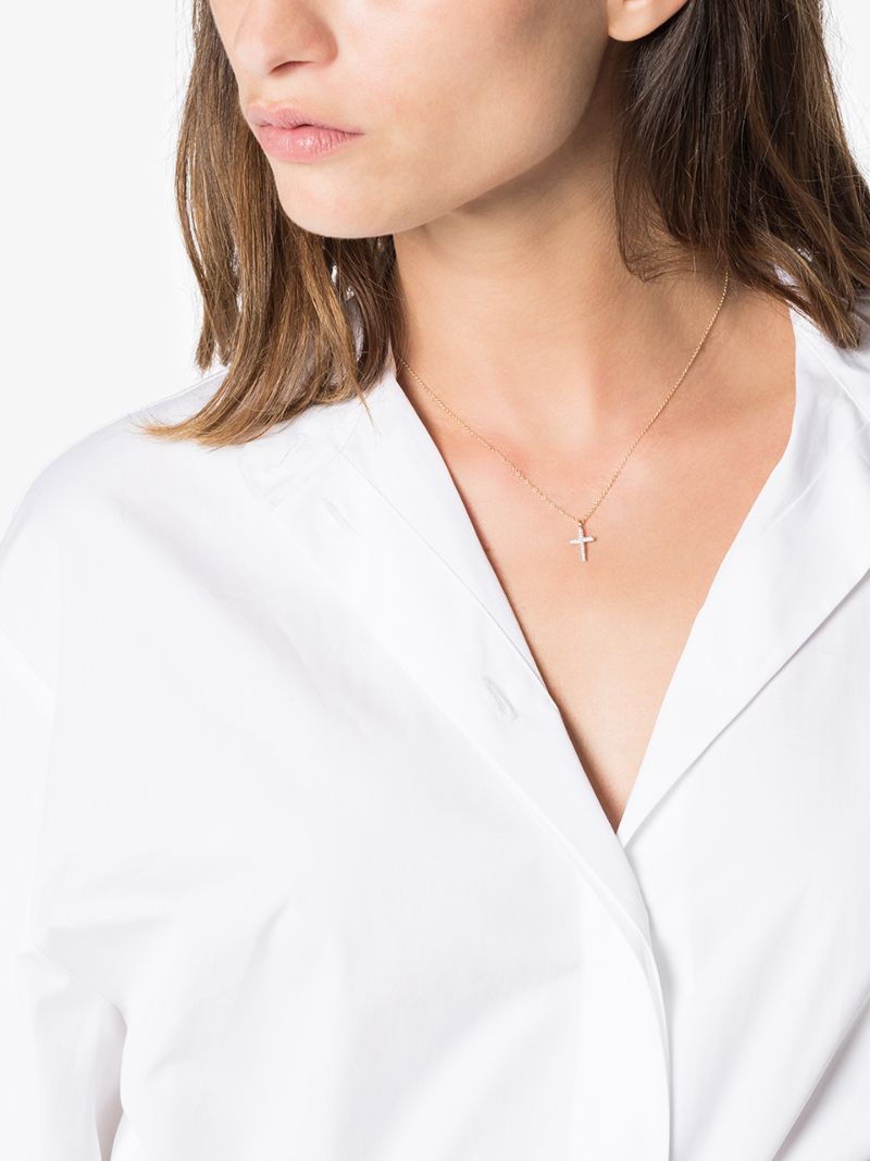 14k Yellow Gold Small Cross Diamond Necklace