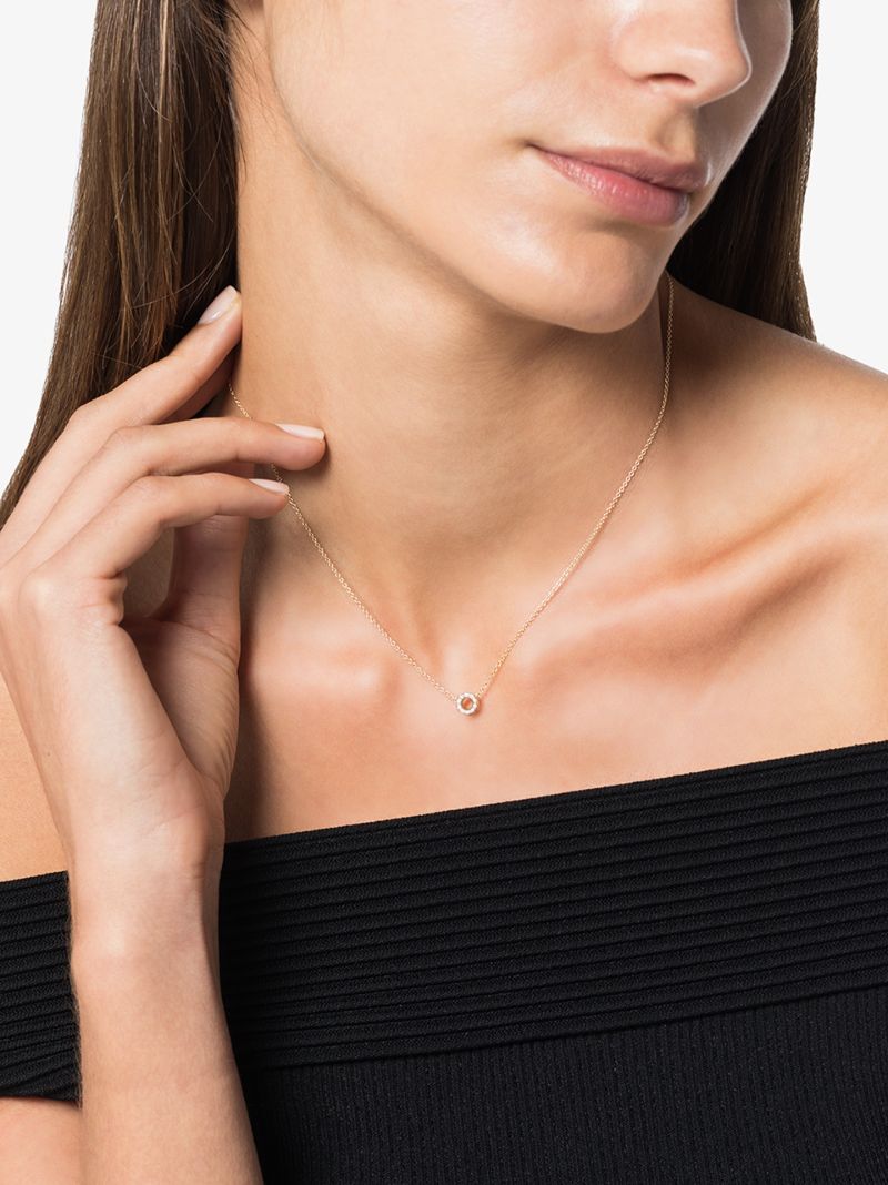 14k Yellow Gold Circle Diamond Necklace