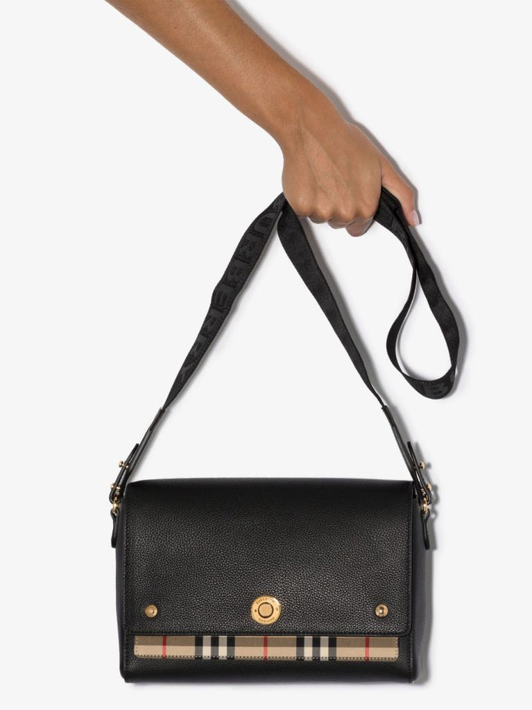 Black Note Medium Leather Cross Body Bag