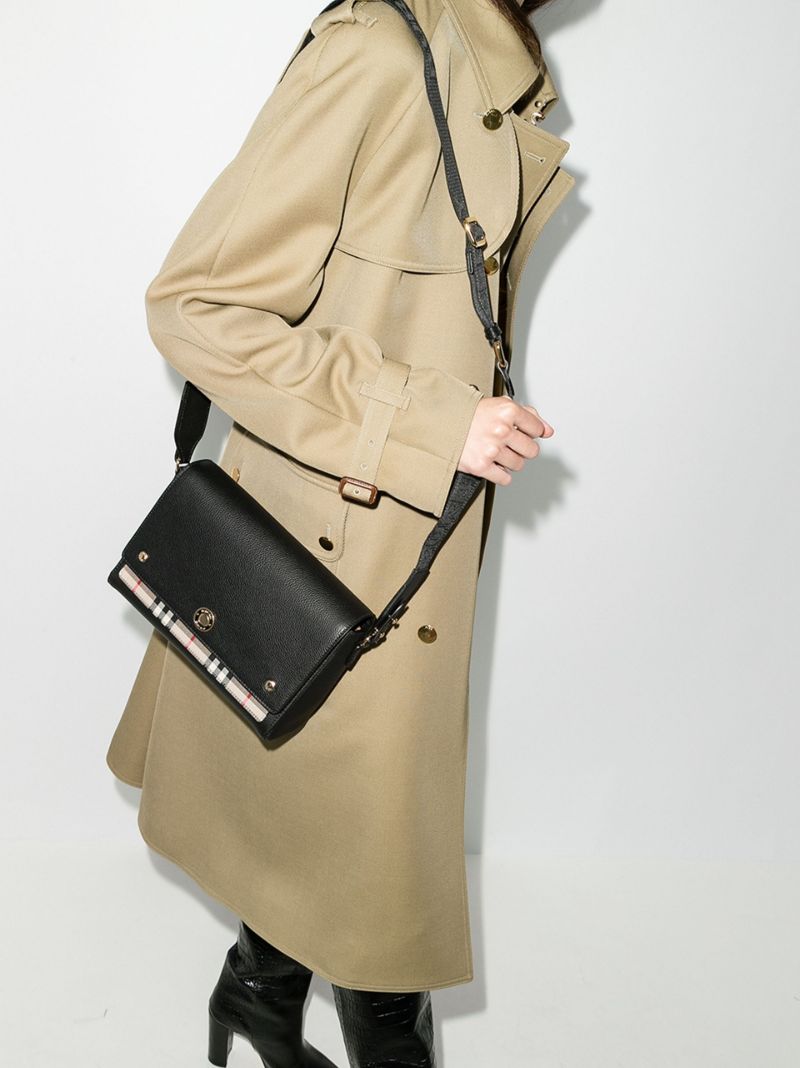 Black Note Medium Leather Cross Body Bag