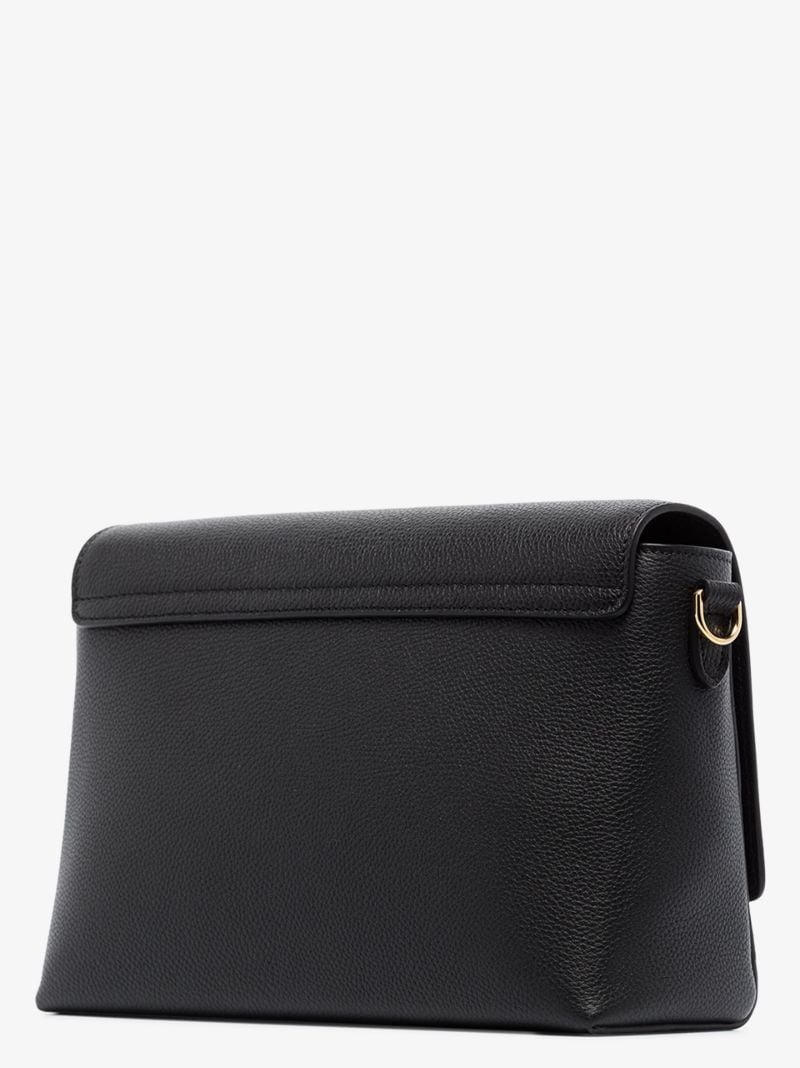 Black Note Medium Leather Cross Body Bag