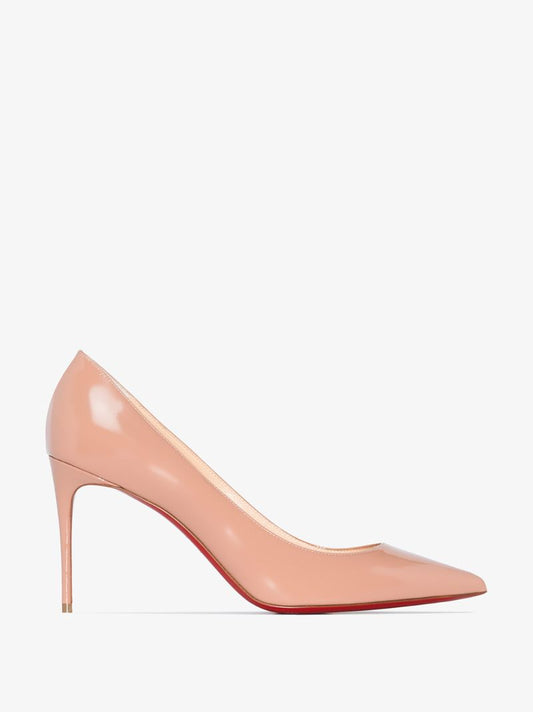 Beige Kate 85 Patent Leather Pumps