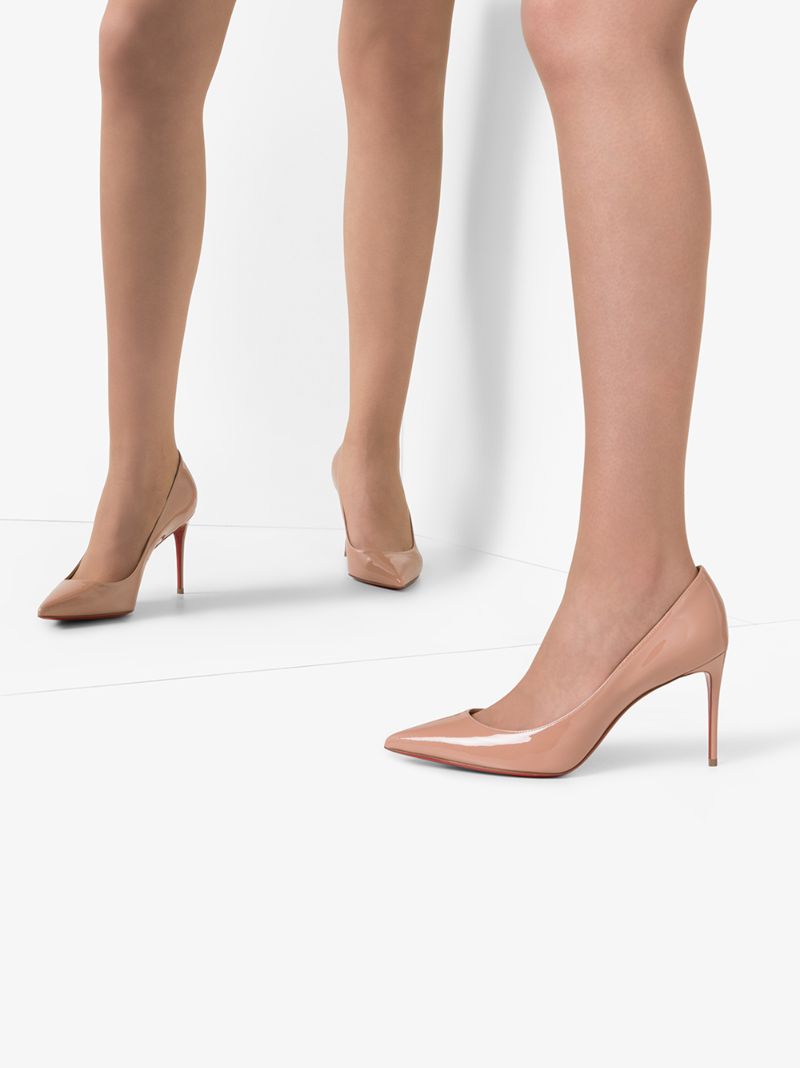 Beige Kate 85 Patent Leather Pumps