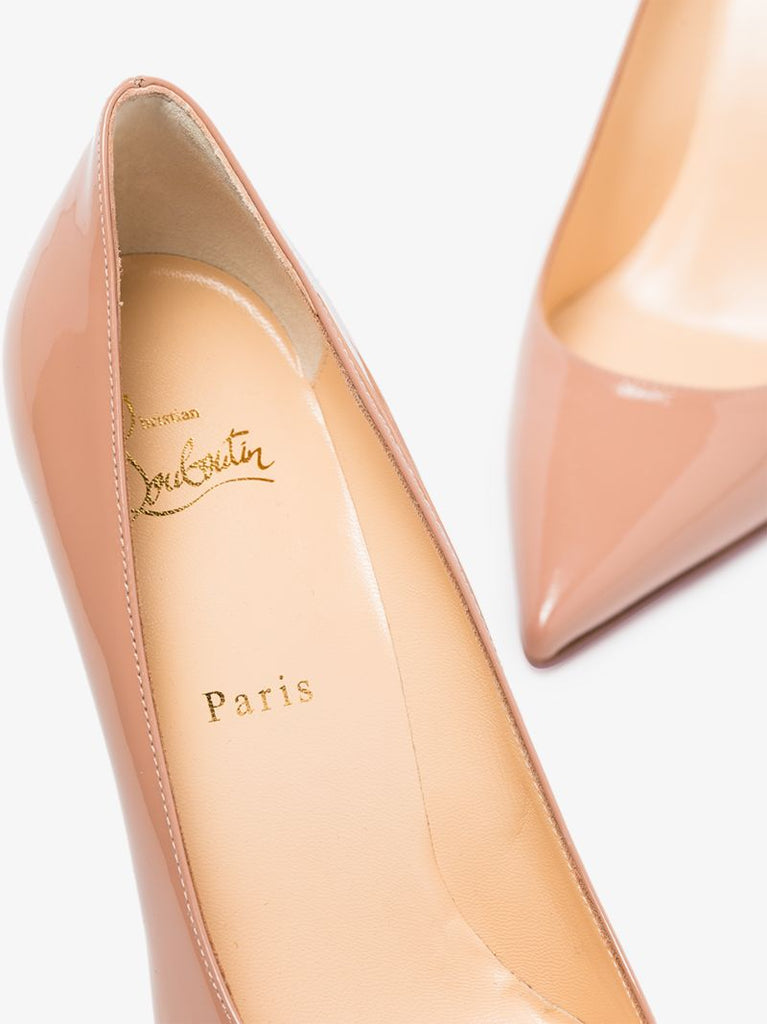 Beige Kate 85 Patent Leather Pumps