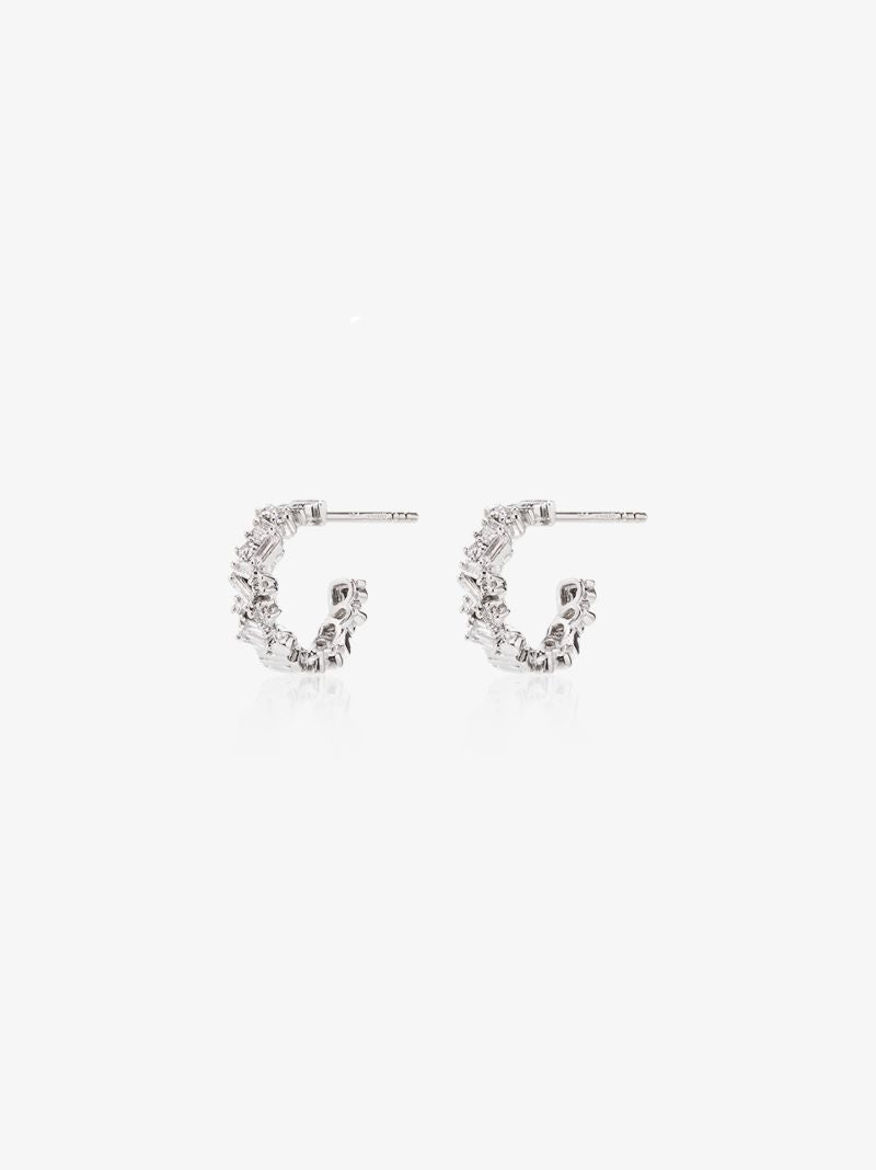 18kt White Gold Classic Icon Mini Diamond Hoop Earrings