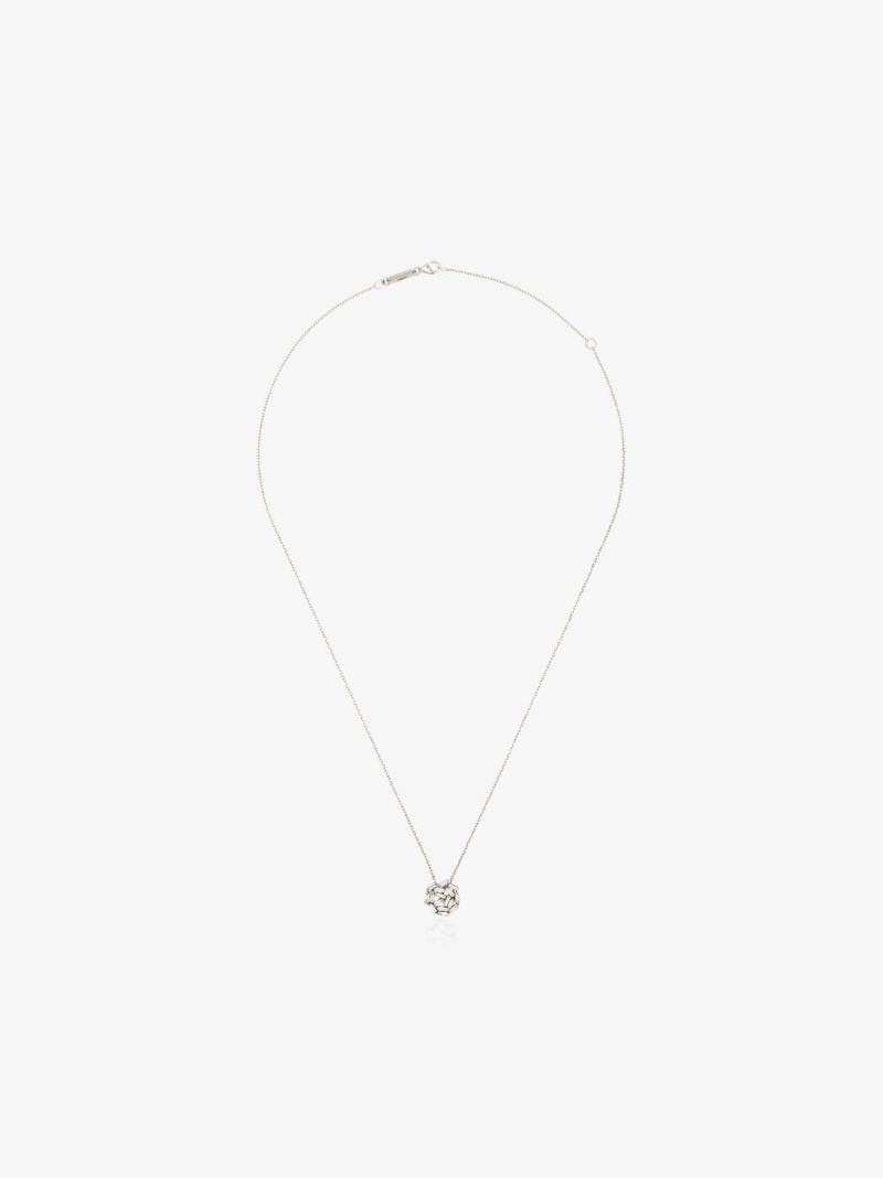 18k White Gold Cluster Diamond Necklace