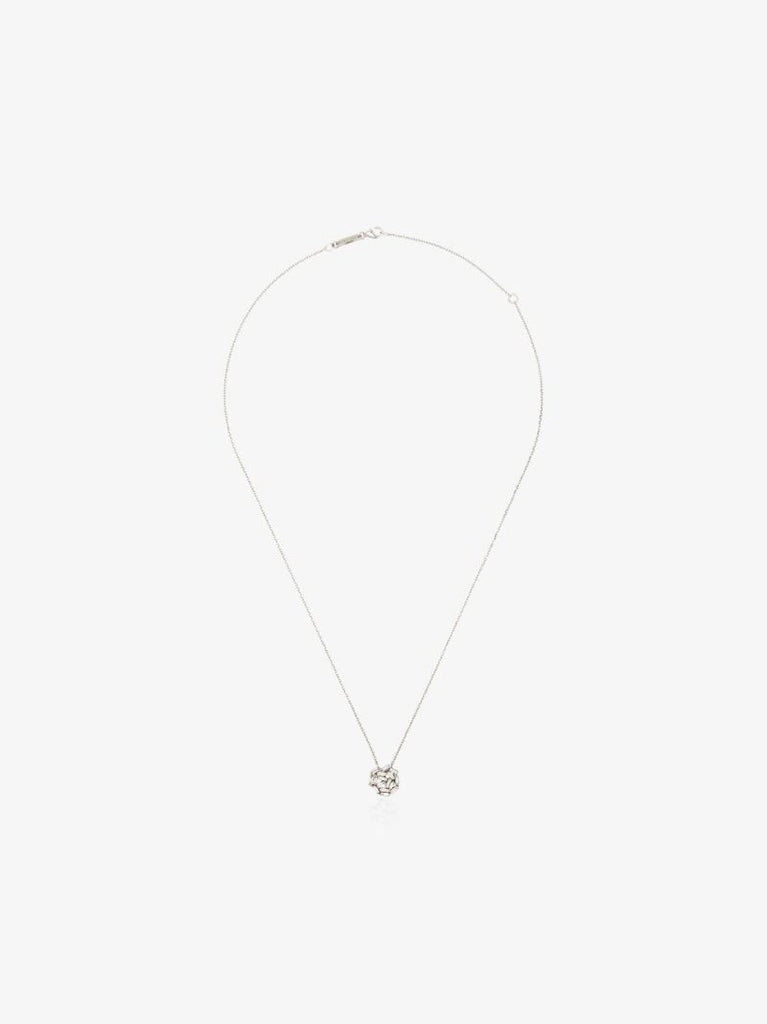 18k White Gold Cluster Diamond Necklace