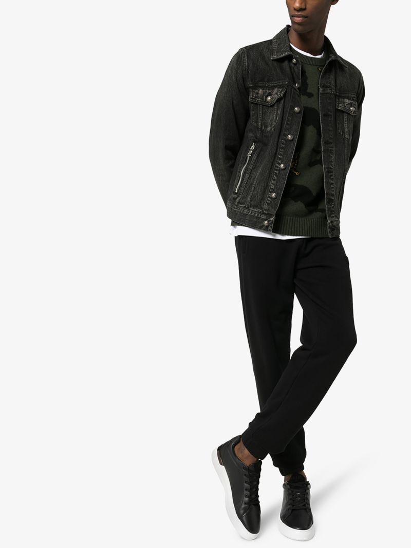 Black Grftr Low Top Leather Sneakers
