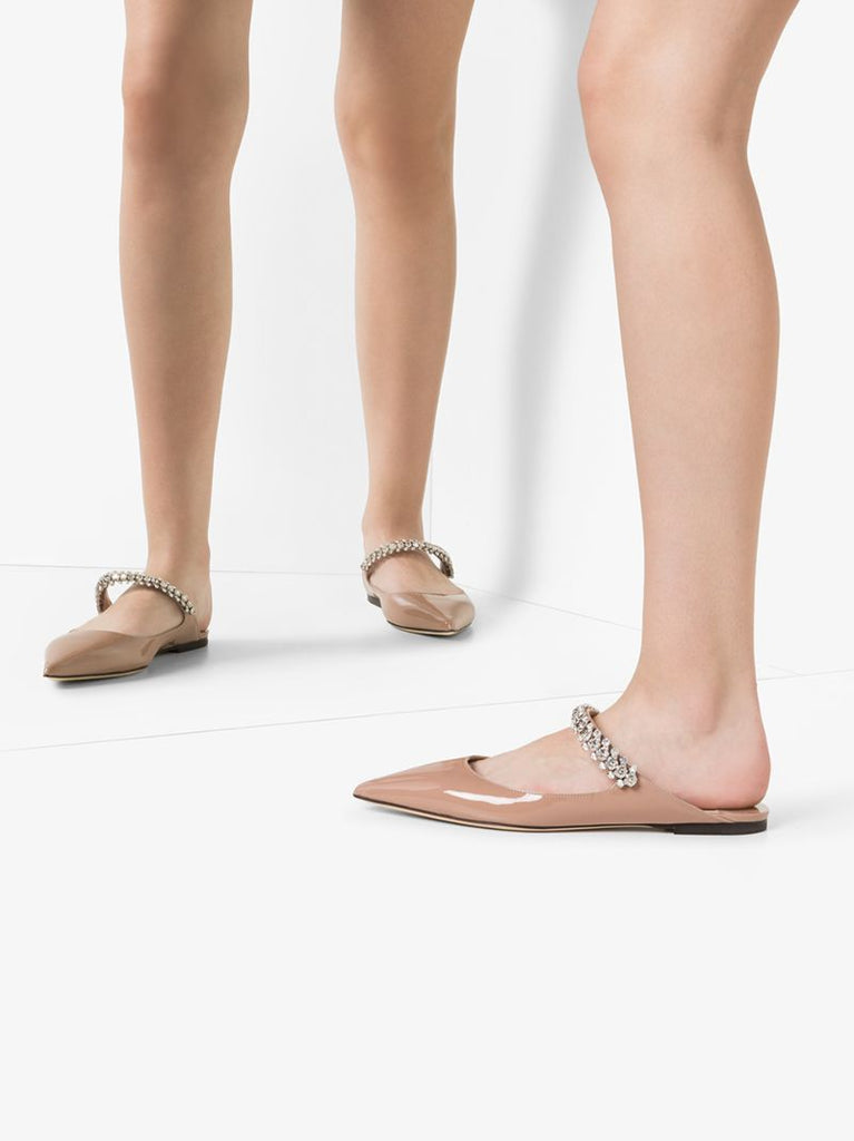 Neutral Bing Flat Patent Leather Pumps