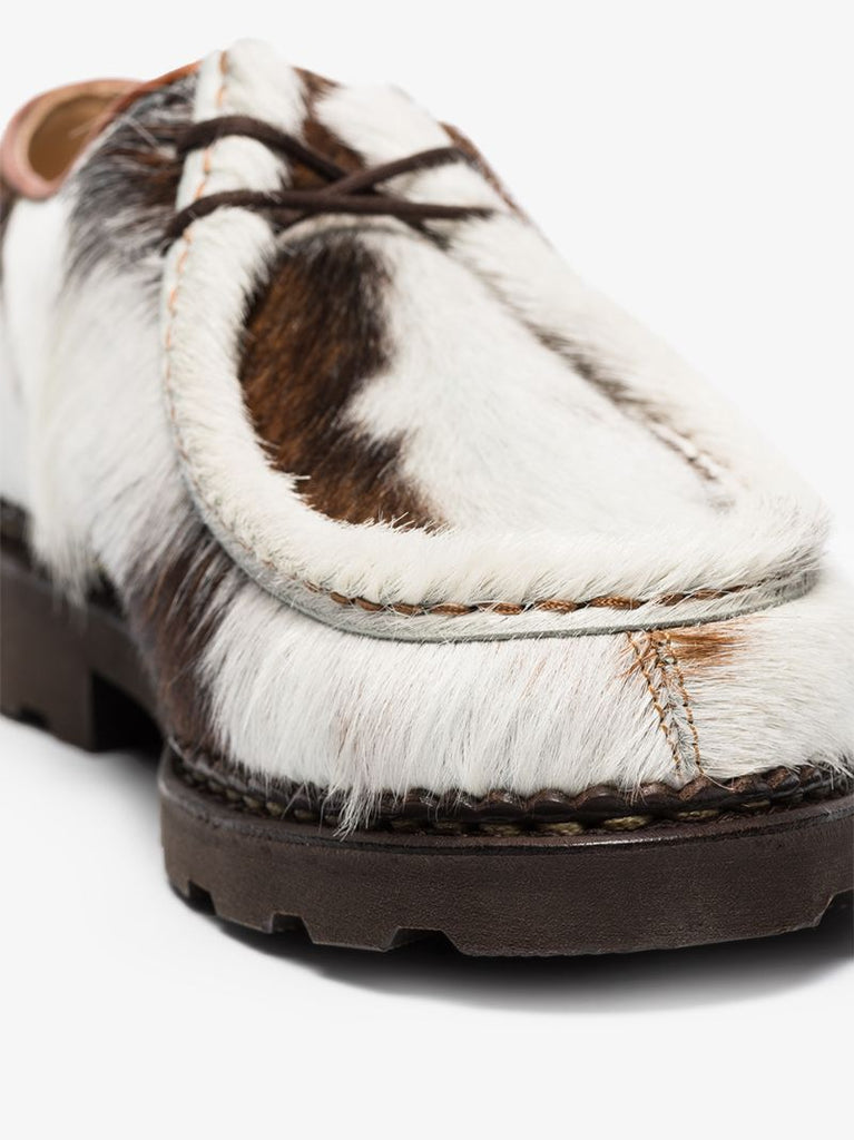 Brown Michael Cow Hair Lace-up Shoes