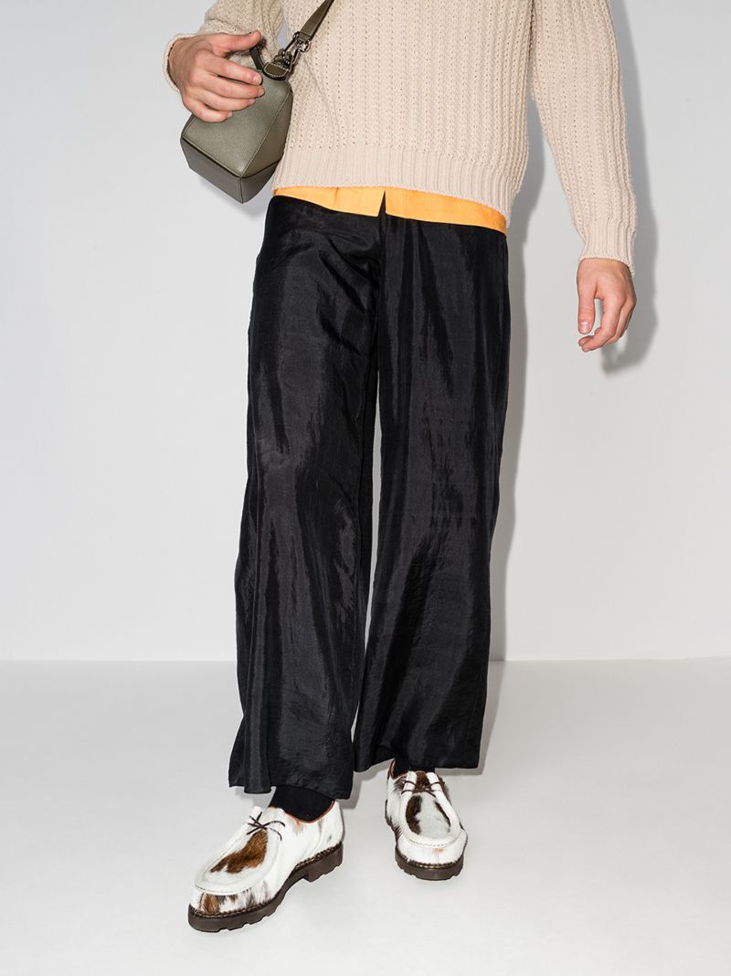 Brown Michael Cow Hair Lace-up Shoes