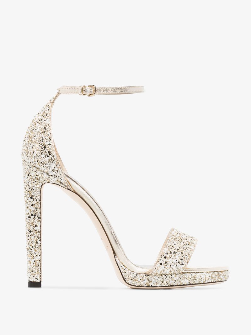Gold Tone Misty 85 Leather Sandals