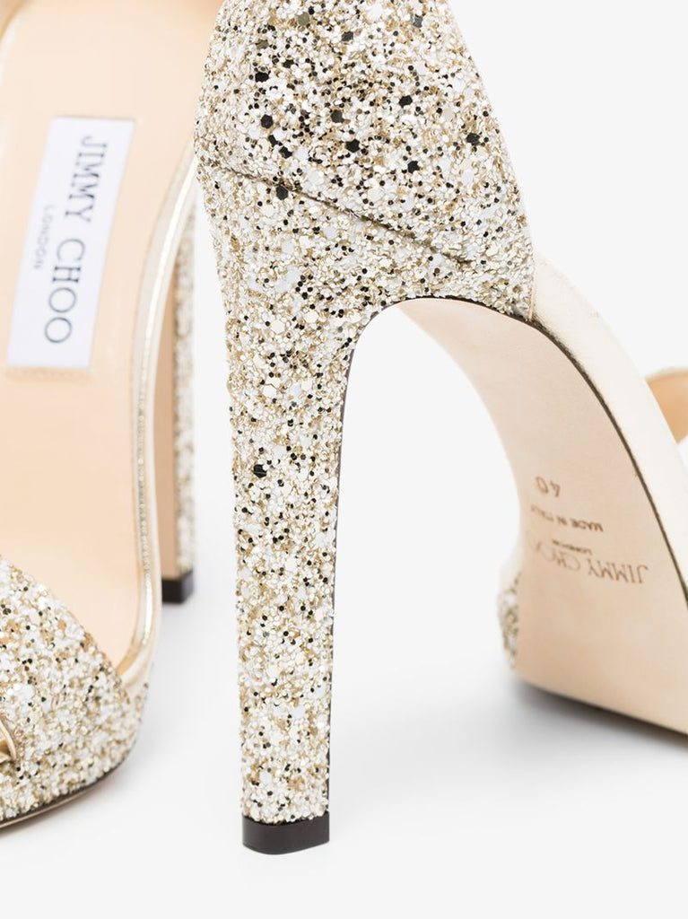 Gold Tone Misty 85 Leather Sandals